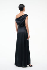MAXI PHARE SILK DRESS | BLACK