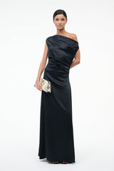 MAXI PHARE SILK DRESS | BLACK
