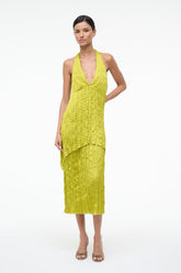 LAURIE DRESS | CHARTREUSE PLISSE