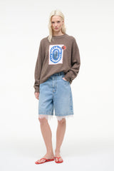 SERRANO CASHMERE RELAXED CREW | TRUFFLE PATCHWORK