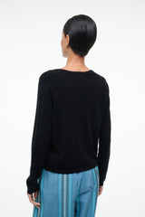 MIDNIGHT CASHMERE CARDIGAN | BLACK PATCHWORK