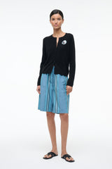 MIDNIGHT CASHMERE CARDIGAN | BLACK PATCHWORK