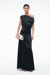 MAXI PHARE SILK DRESS | BLACK