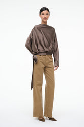 PHOEBE SILK TOP | TRUFFLE
