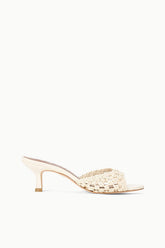 BRIGITTE LEATHER MULE | CREAM WOVEN