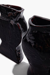 CERAMIC VASE BOOKENDS | BLACK
