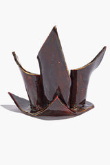 CERAMIC TRIPLE CANDLESTICK HOLDER | MAROON WASH GLAZE