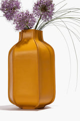 HOLLIS LEATHER BOTTLE VASE | GOLDENROD