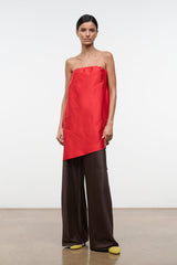 GEORGIA CONVERTIBLE SILK DUPIONI TOP | RED ROSE