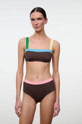 DEVON HIGH RISE BIKINI BOTTOM | DARK CHOCOLATE MULTI