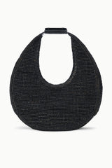 LARGE RAFFIA MOON TOTE BAG | BLACK RAFFIA