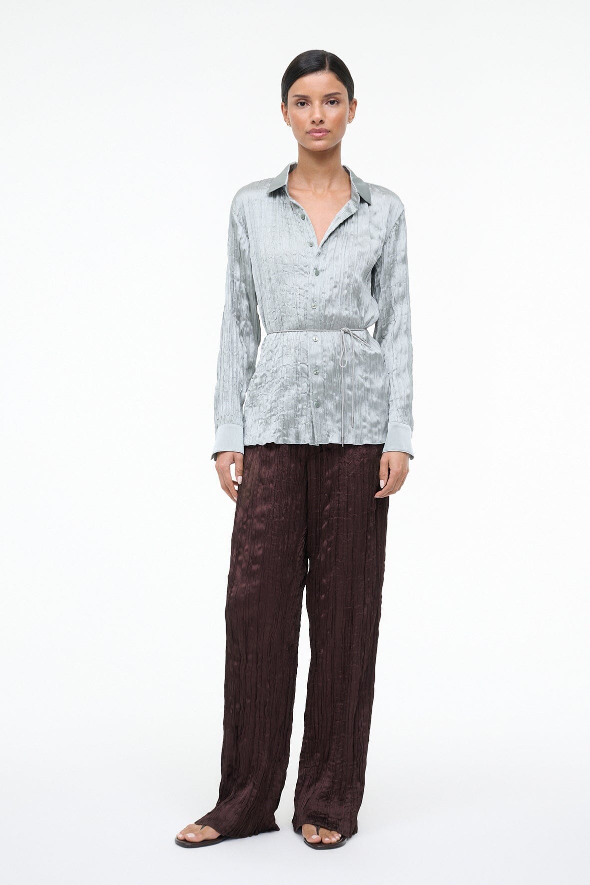 SUKI SHIRT | SILVER SAGE PLISSE