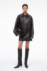 BINX LEATHER DRESS | DISTRESSED BROWN