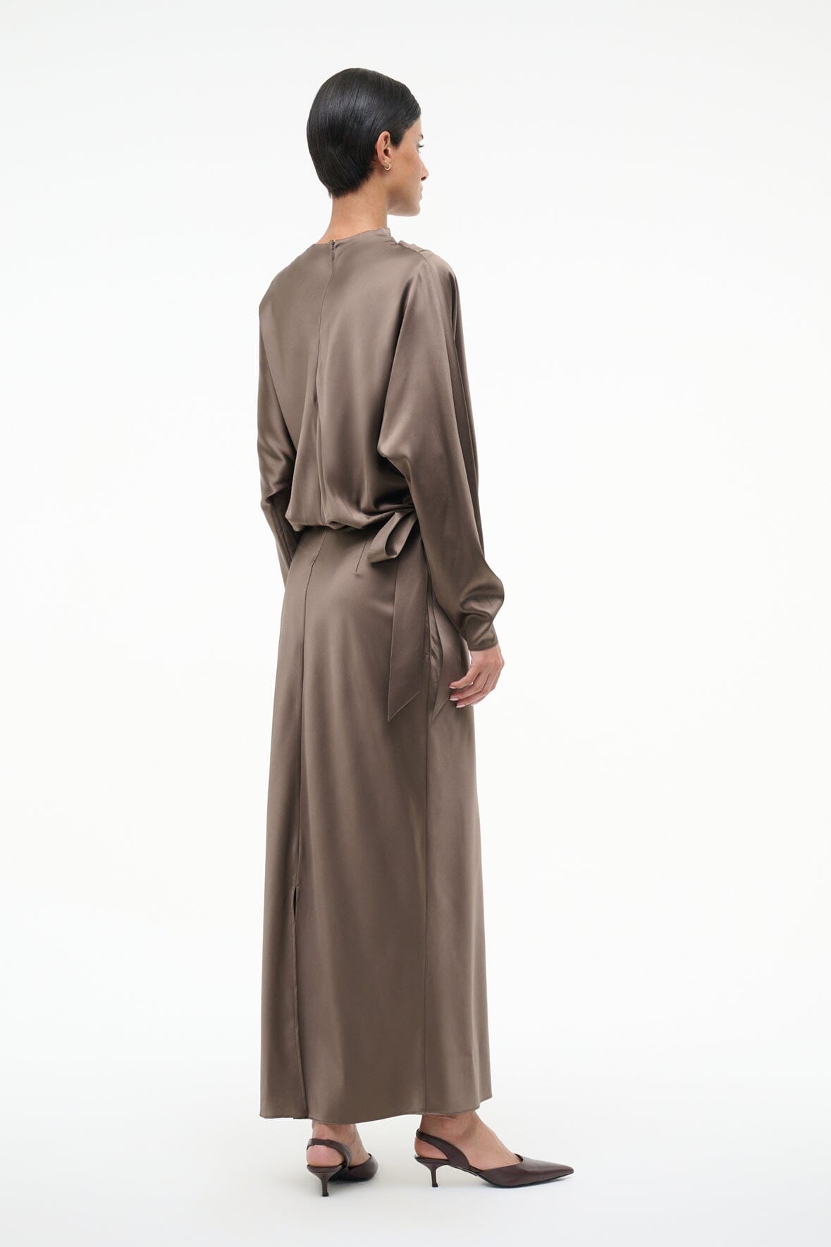 PHOEBE SILK DRESS | TRUFFLE