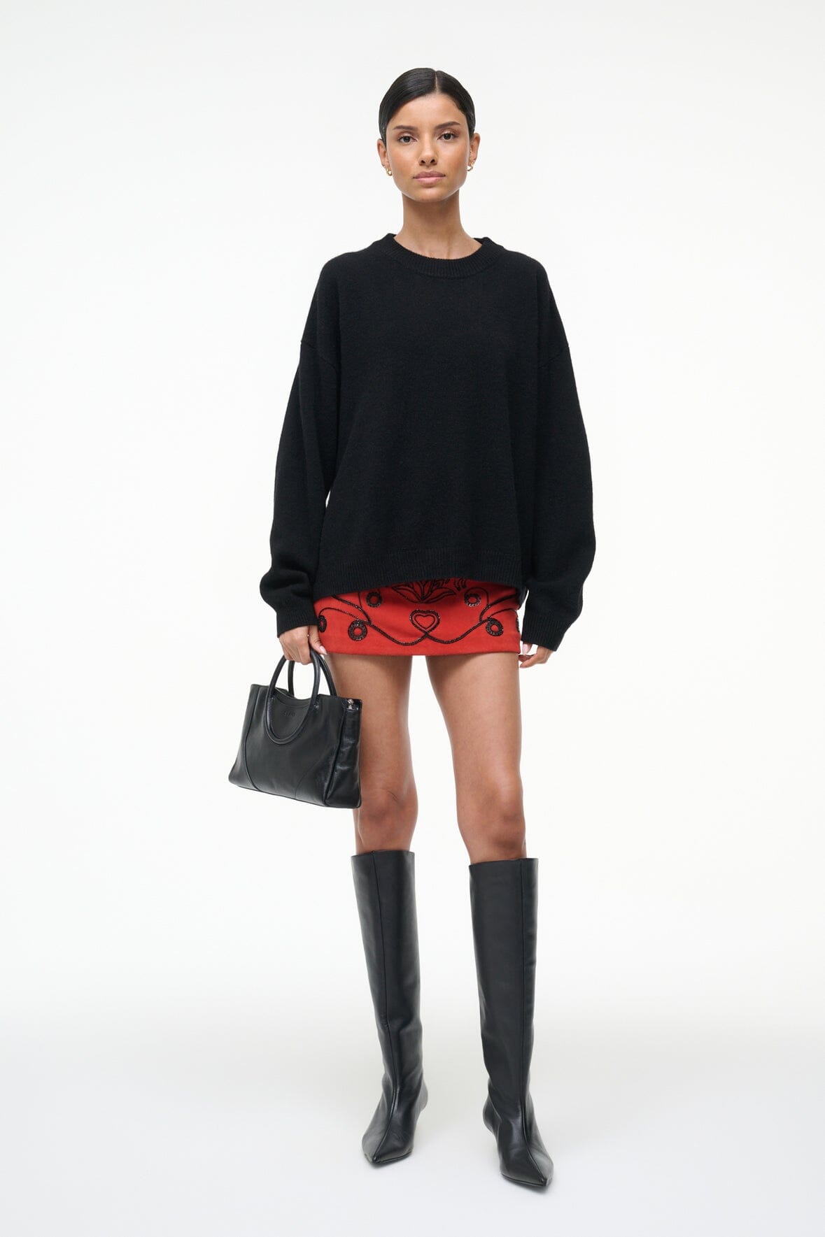 CREST SUEDE SKIRT | CAYENNE BEADED