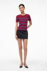 EASY CASHMERE TEE | CRIMSON STRIPE