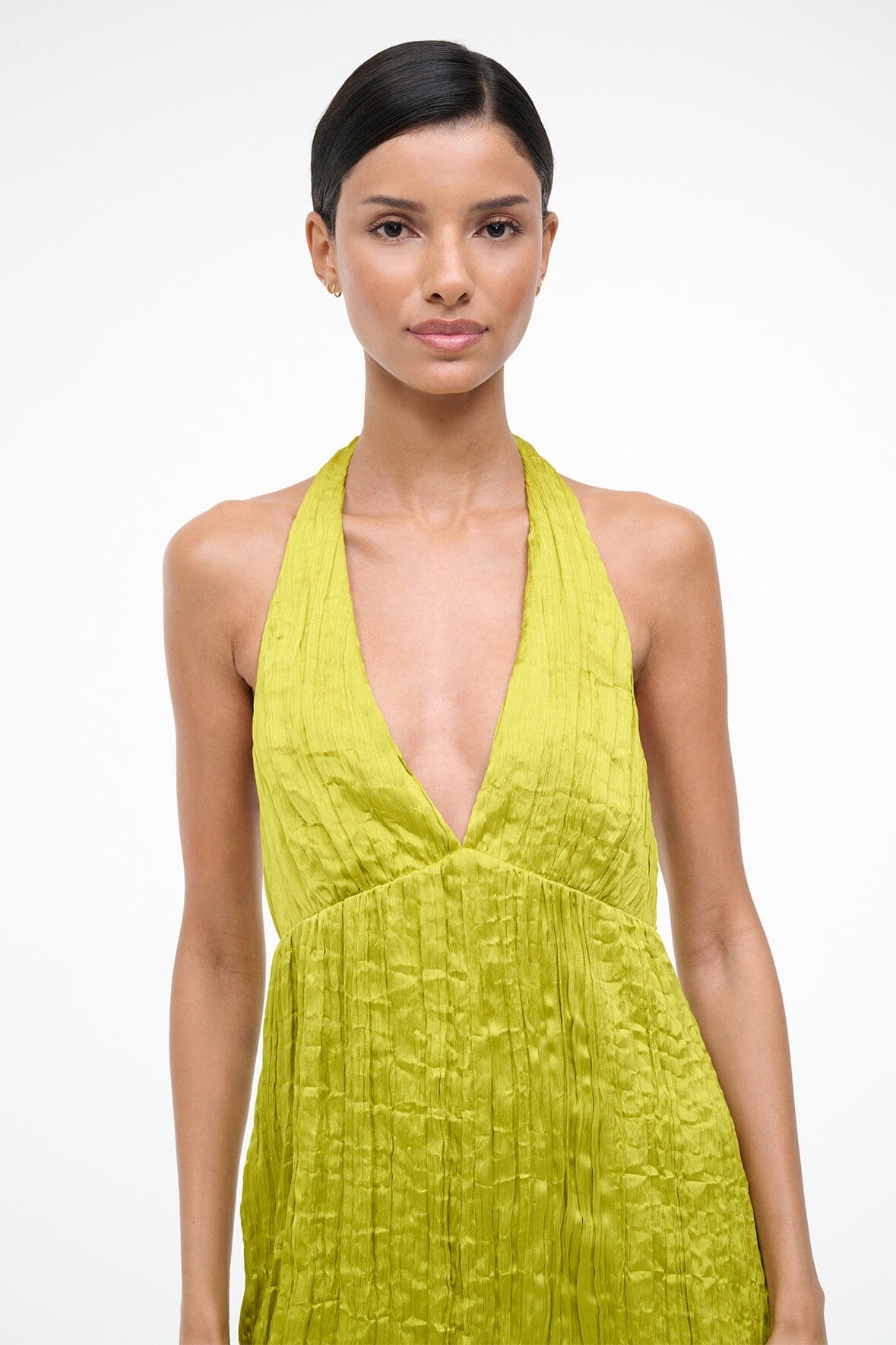 LAURIE DRESS | CHARTREUSE PLISSE