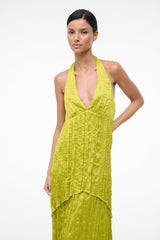 LAURIE DRESS | CHARTREUSE PLISSE