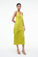 LAURIE DRESS | CHARTREUSE PLISSE