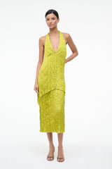 LAURIE DRESS | CHARTREUSE PLISSE