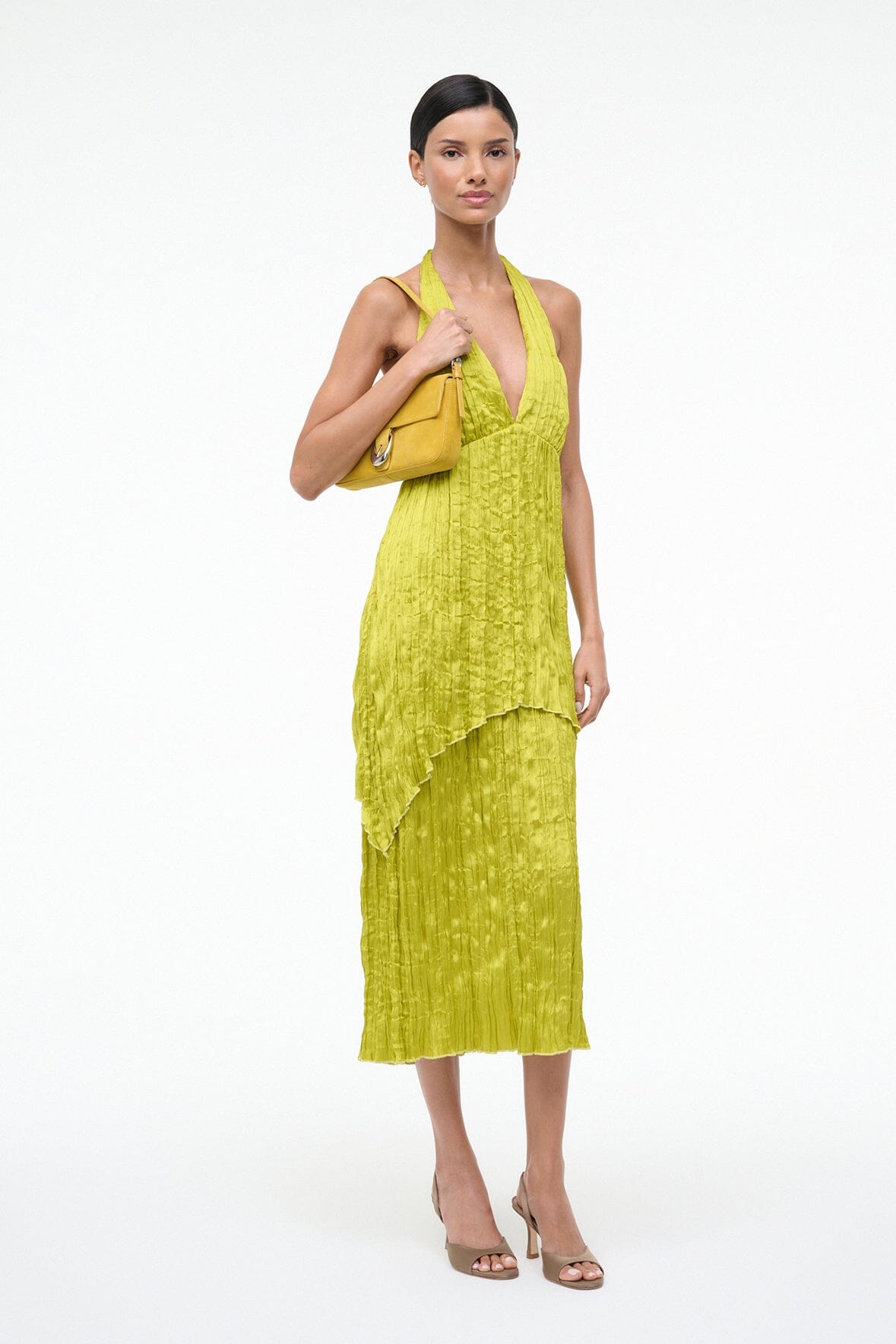 LAURIE DRESS | CHARTREUSE PLISSE
