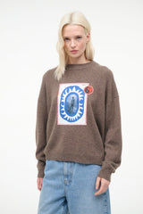 SERRANO CASHMERE RELAXED CREW | TRUFFLE PATCHWORK