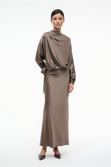 PHOEBE SILK DRESS | TRUFFLE