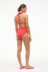JONNIE HIGH RISE BIKINI BOTTOM | RED ROSE