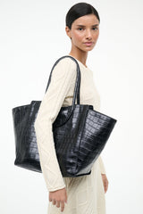 MAUDE TOTE BAG | BLACK CROCO