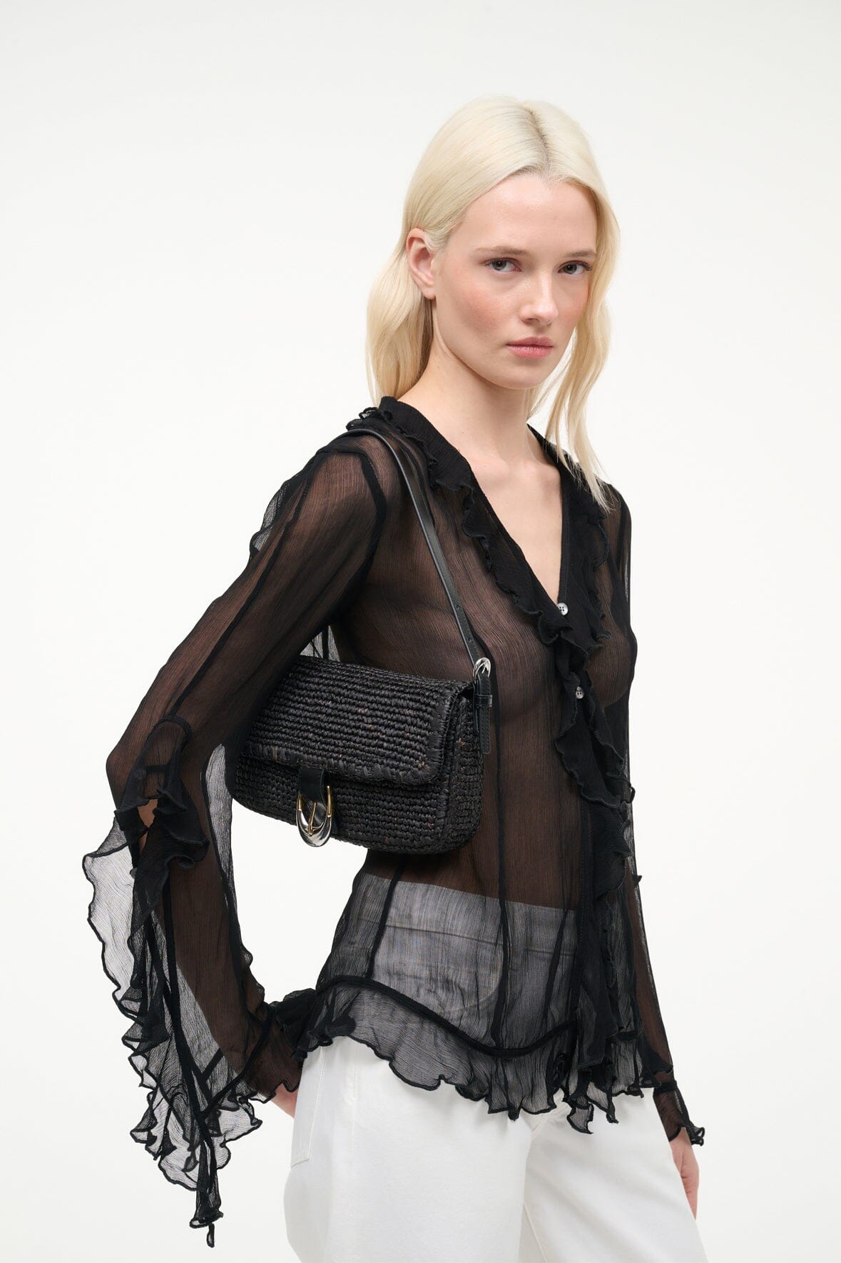HARLOW RAFFIA BAG | BLACK RAFFIA
