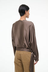 PHOEBE SILK TOP | TRUFFLE