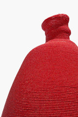 TALL HAND-BEADED VASE | RED