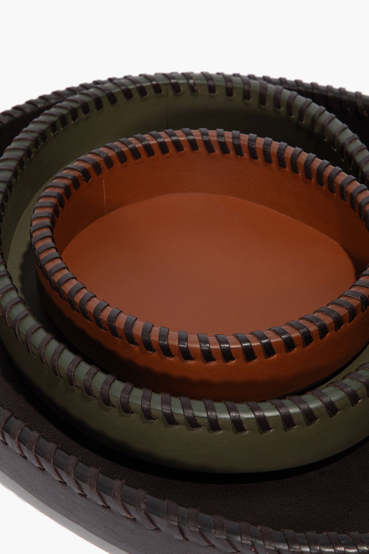 FOUNDRY LEATHER TRAYS | ESPRESSO MOSS TAN