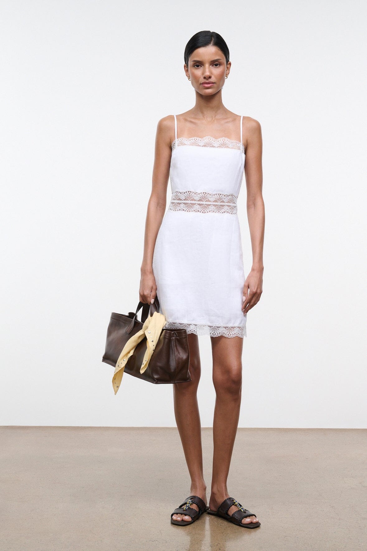 AMALINA LINEN MINI DRESS | WHITE