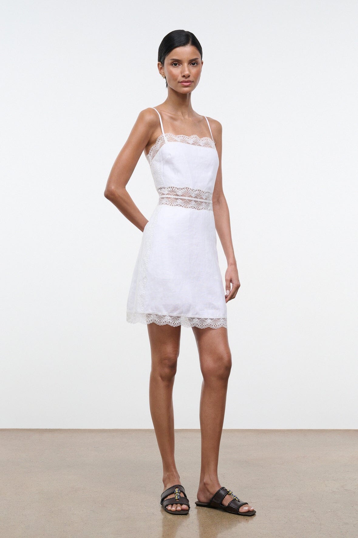 AMALINA LINEN MINI DRESS | WHITE