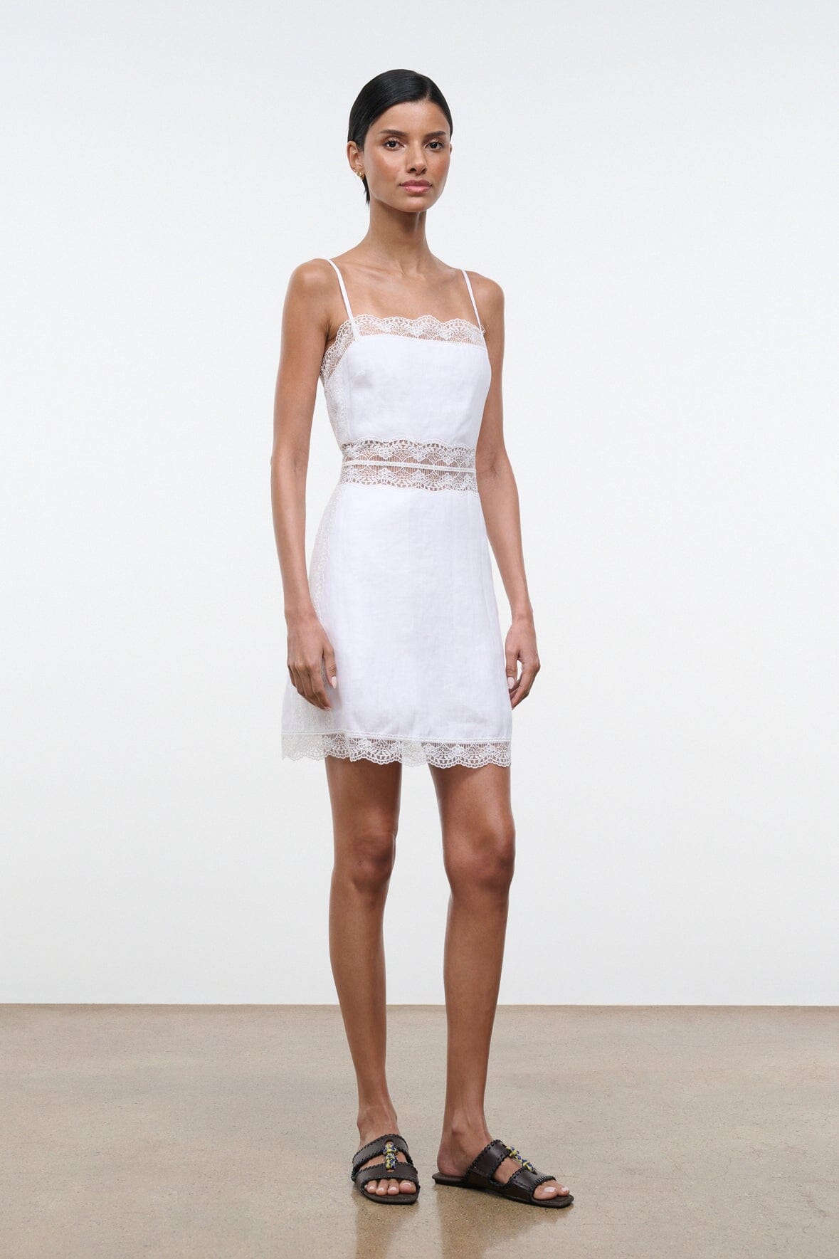 AMALINA LINEN MINI DRESS | WHITE