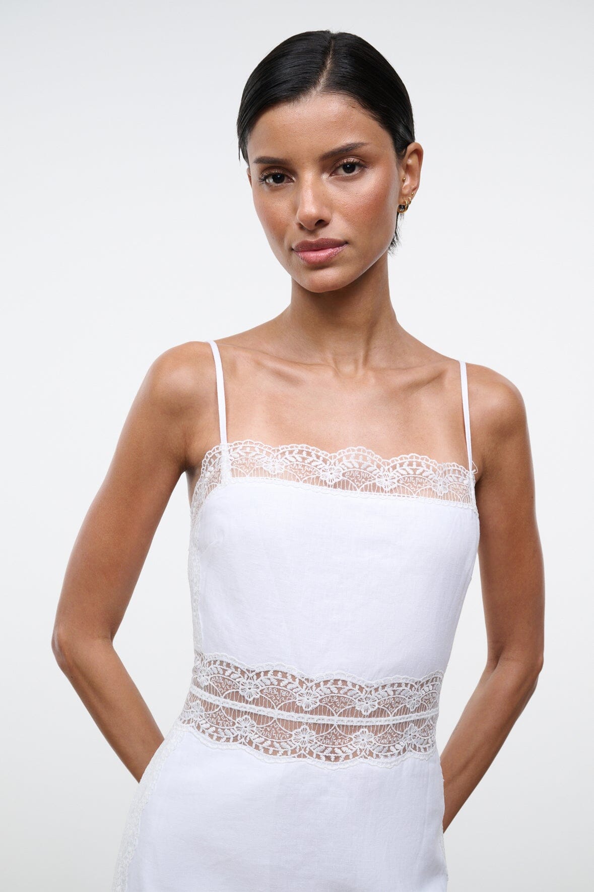 AMALINA LINEN MINI DRESS | WHITE