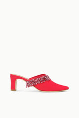 JOANNA KITTEN HEEL MULE | RED ROSE