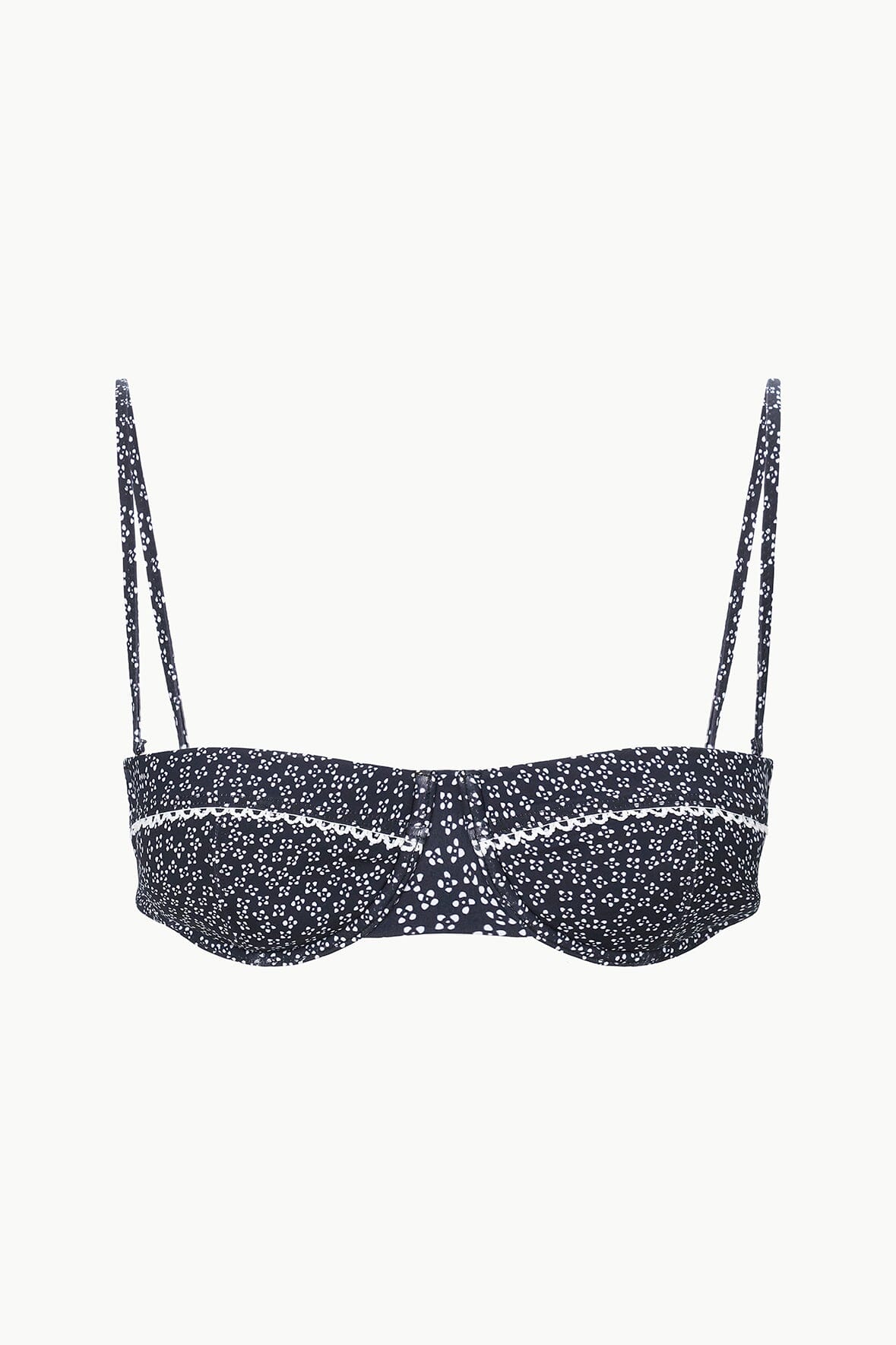 JO BALCONETTE BIKINI TOP | BLACK WOODBLOCK DITSY FLORAL