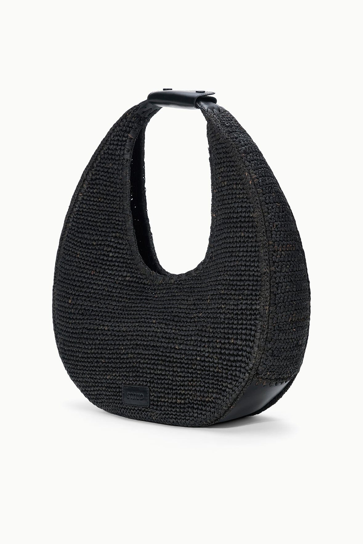 LARGE RAFFIA MOON TOTE BAG | BLACK RAFFIA