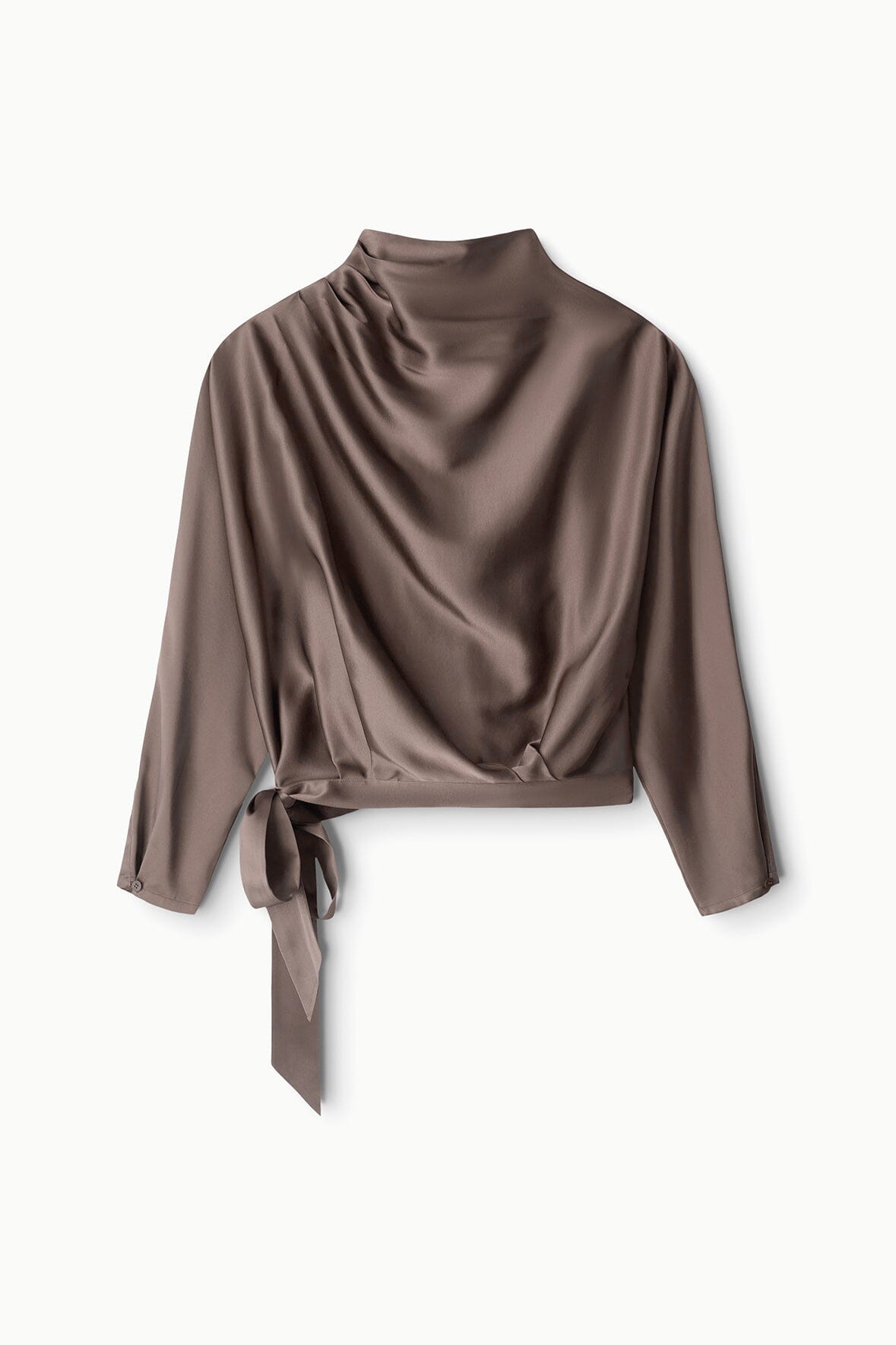 PHOEBE SILK TOP | TRUFFLE