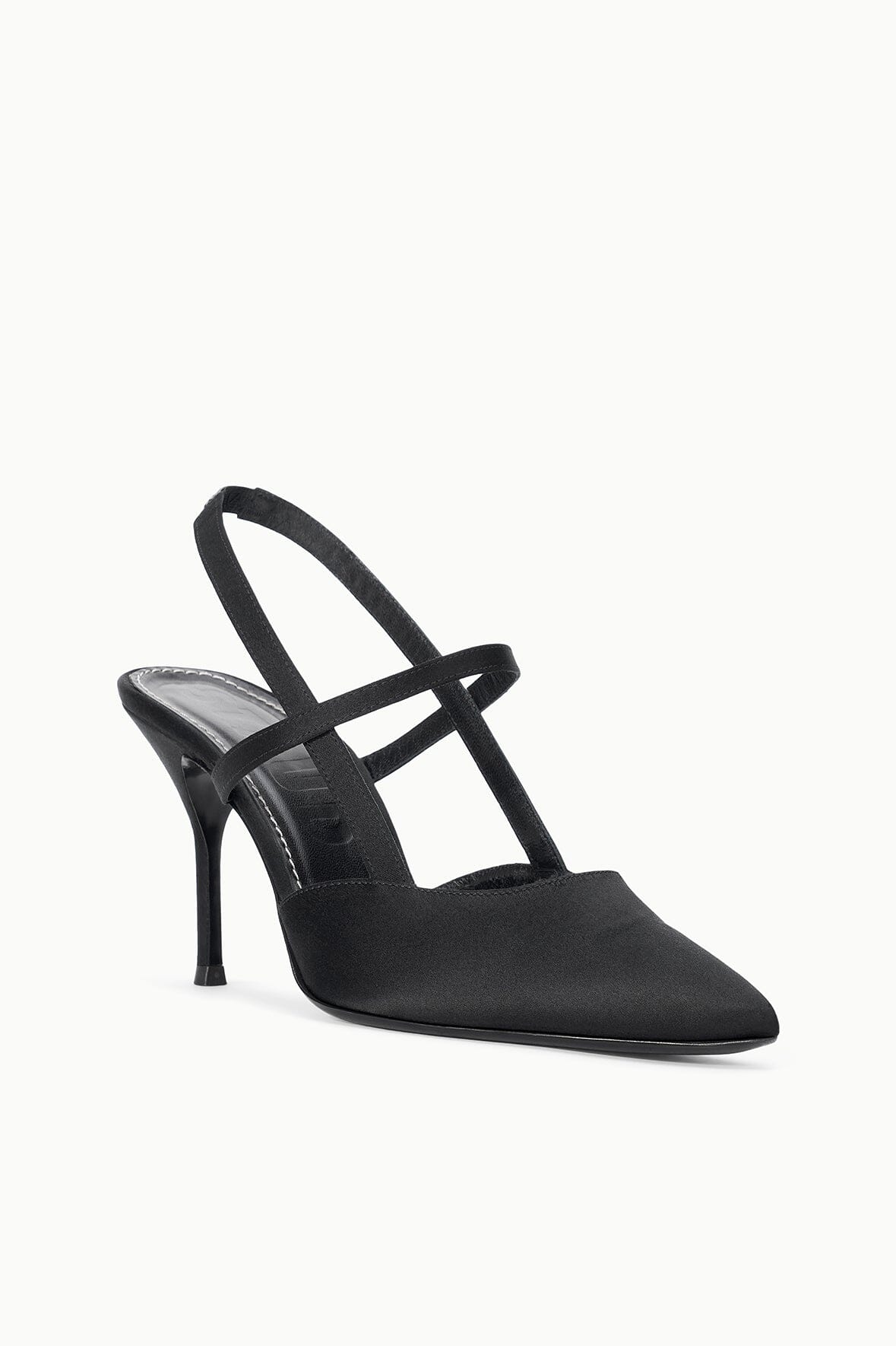 SEBASTIAN HIGH HEEL SLINGBACK | BLACK SATIN