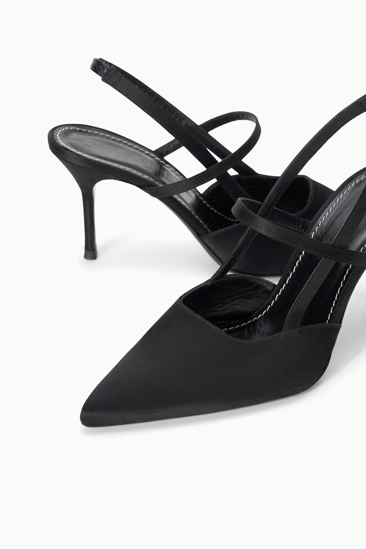 SEBASTIAN HIGH HEEL SLINGBACK | BLACK SATIN