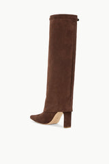 WALLY FOLDOVER HIGH HEEL BOOT | MAHOGANY SUEDE